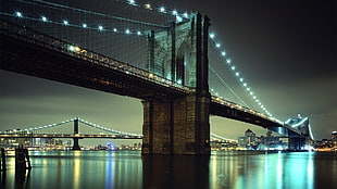 Brooklyn Bridge, city, urban, bridge, lights HD wallpaper