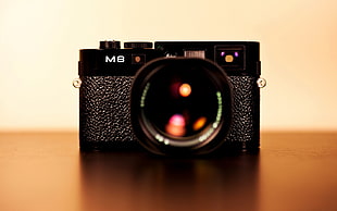 black M8 film camera closeup photography HD wallpaper