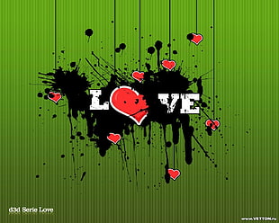 Love clipart, love, artwork, green background, heart HD wallpaper