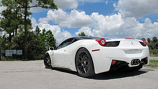 white Ferrari coupe, Ferrari 458, Ferrari, white cars, vehicle HD wallpaper