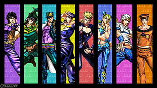 animated character collage, JoJo's Bizarre Adventure, family, Joestar HD wallpaper