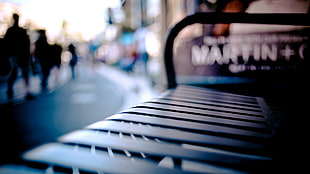 black metal bench, cityscape, blurred, bench, depth of field HD wallpaper