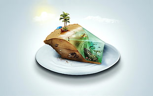 sliced island digital wallpaper