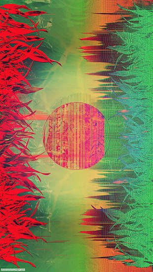 red and yellow illustration, glitch art, abstract, vaporwave, LSD HD wallpaper