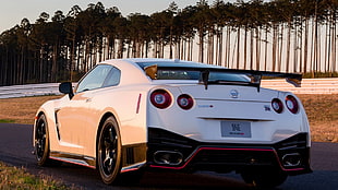 white Nissan GT-R coupe, Nissan GT-R, car HD wallpaper