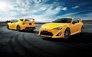 yellow sports coupe, Toyota 86, car, race tracks HD wallpaper