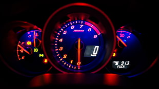 blue cluster gauge, Mazda RX-8, speedometer, tachometer HD wallpaper