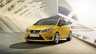 yellow SEAT Leon 3-door hatchback, Seat Ibiza, car, concept cars, yellow cars HD wallpaper