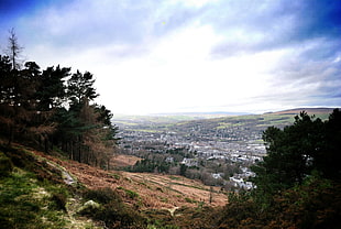 white and brown concrete house, Ilkley, England, hills, landscape