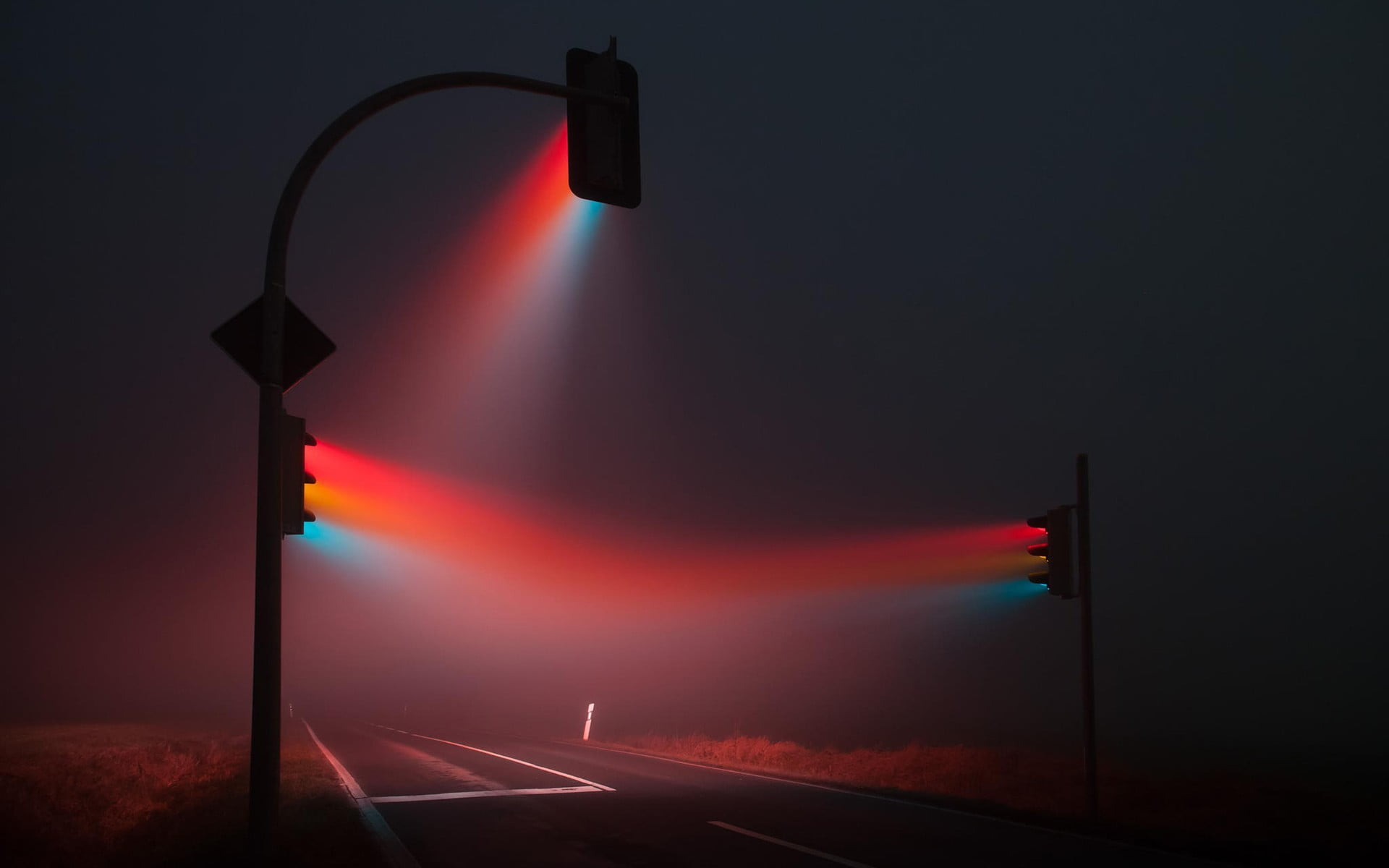 Black street light, night, traffic lights, mist HD wallpaper | Wallpaper  Flare