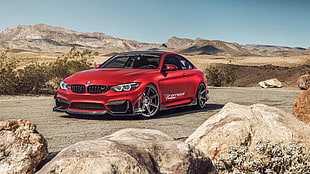 red BMW 3-series sedan HD wallpaper