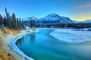 body of water, river, fall, Canada, snow HD wallpaper