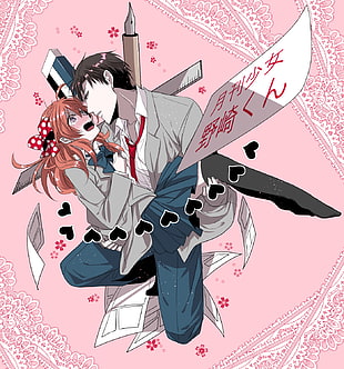 male and female character illustration, Gekkan Shoujo Nozaki-kun, Sakura Chiyo, Nozaki Umetarou HD wallpaper