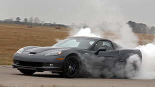 black coupe, Chevrolet Corvette, Chevrolet, black cars, car