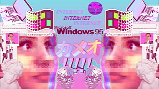 Microsoft Windows 95 text, Windows 95, glitch art, vaporwave