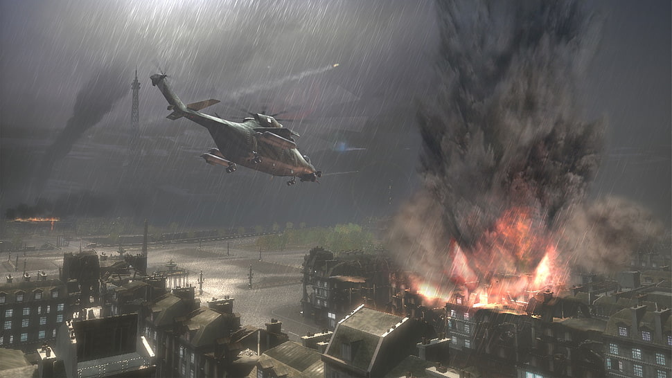 war digital wallpaper, digital art, helicopters, Tom Clancy's EndWar Online HD wallpaper