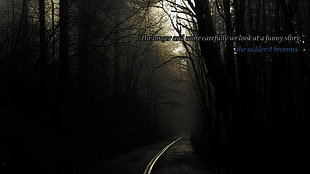 black concrete road with text overlay, sad, quote, dark, typography