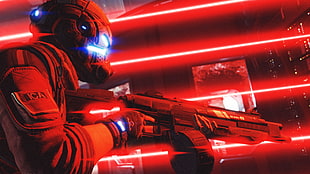 robot holding laser rifle