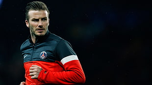 David Beckham in red and black half-zipped sweater HD wallpaper