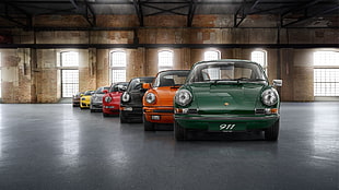 seven assorted-color cars, Porsche 911, Porsche HD wallpaper