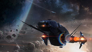 spacecraft flying in galaxy illustration, anvil aerospace, Anvil Carrack, Star Citizen HD wallpaper