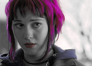 Mary Elizabeth Winstead, selective coloring, Photoshop, Ramona Flowers, Scott Pilgrim vs. the World