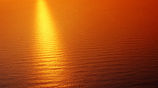 large body of water, sea, sunset, red, yellow HD wallpaper