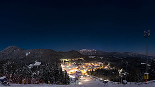 city lights, night, stars