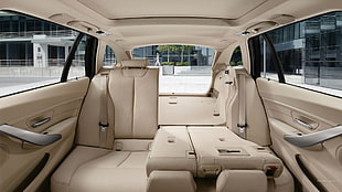 white leather 2-seat sofa, BMW 3, BMW, car, car interior HD wallpaper