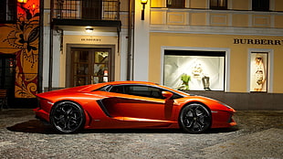 orange sports car, car