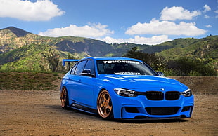 blue BMW sedan, car, BMW, blue cars