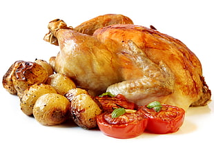 roaster chicken with tomatoes HD wallpaper