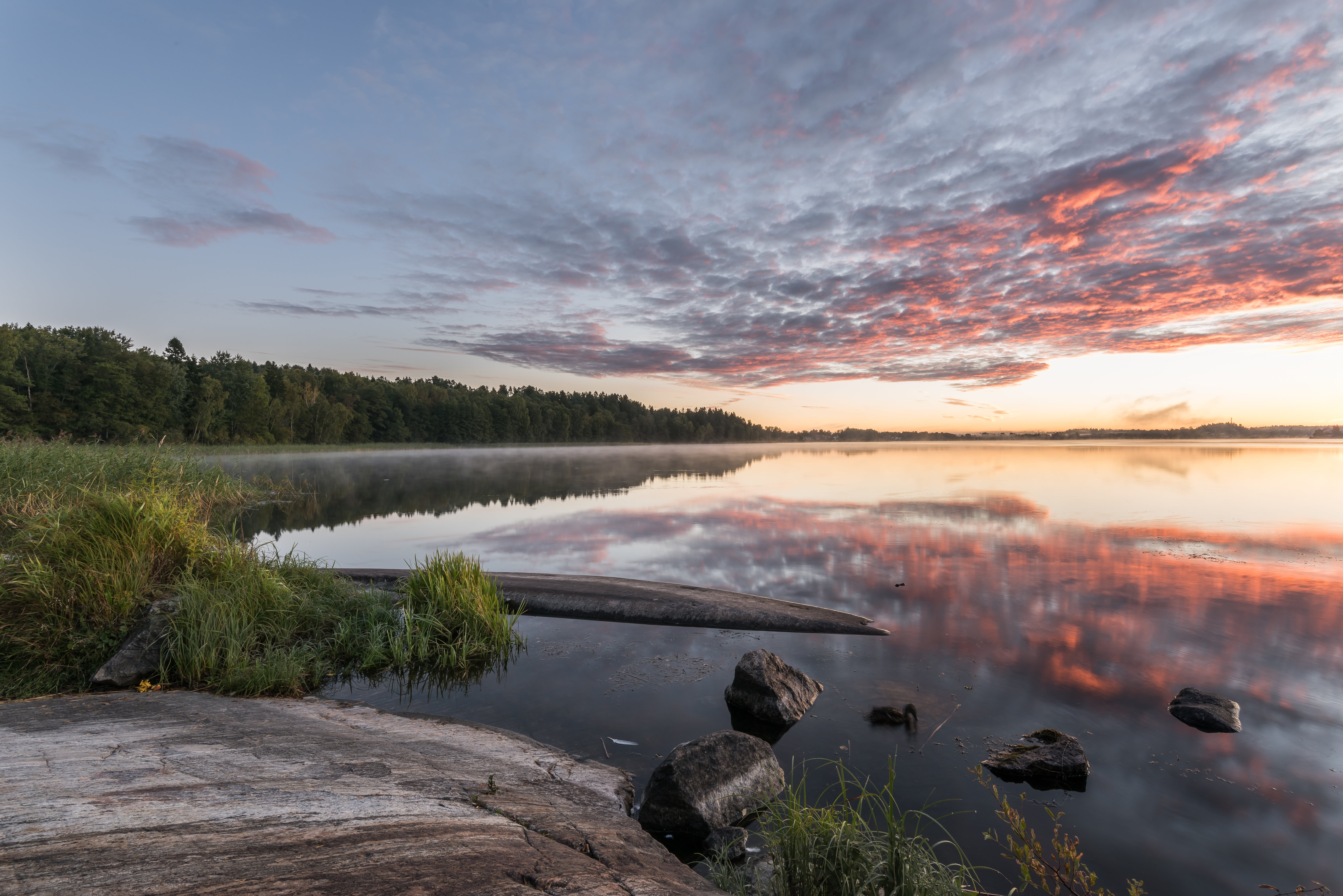 lake side view during sunset