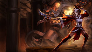 female warrior digital wallpaper, video games, Akali, League of Legends HD wallpaper