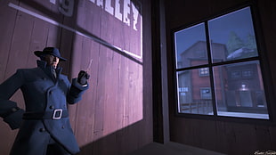 brown wooden framed glass door, Team Fortress 2, Spy (TF2), Source Filmmaker HD wallpaper