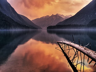 panoramic photography of lake surrounded by mountains