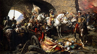 painting of armies, Benczúr Gyula, The Recapture of Buda Castle in 1686 , painting