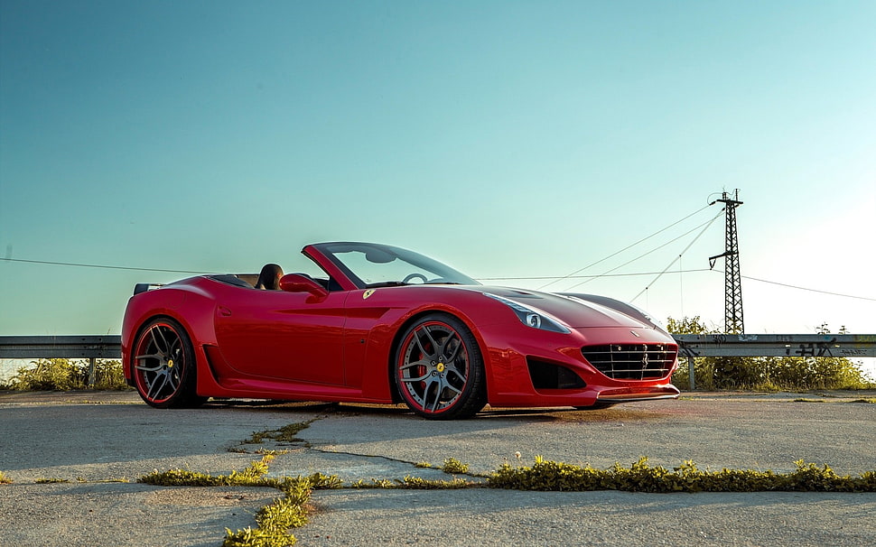 red convertible, Novitec, Novitec Rosso, Ferrari, Ferrari California T HD wallpaper