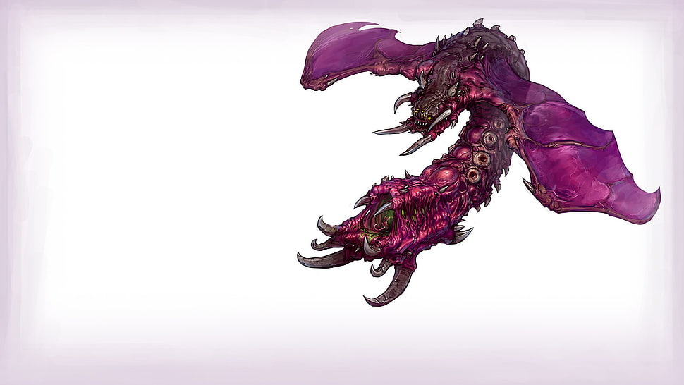 purple dragon illustration, Starcraft II, Mutalisk, video games HD wallpaper