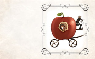 red apple carriage illustration HD wallpaper