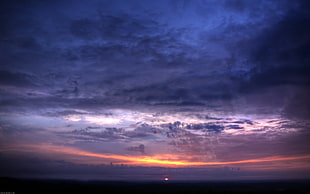 blue clouds, sunset, nature HD wallpaper