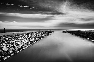 black and white body of water photography HD wallpaper