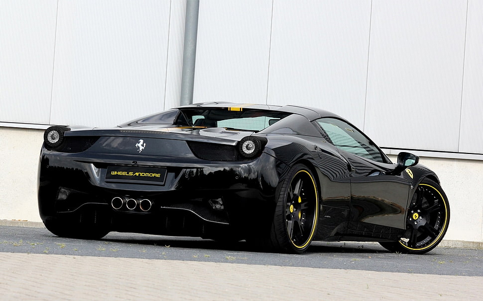 black Ferrari sports coupe HD wallpaper