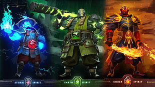 Dota 2 Storm Spirit, Earth Spirit, and Ember Spirit, Dota 2, Storm Spirit, Ember Spirit, Earth Spirit