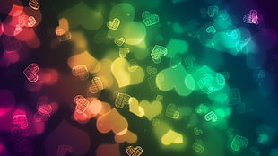 heart bokeh lights digital wallpaper