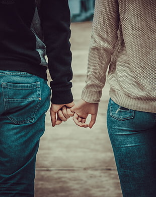 brown knitted sweater, Hands, Couple, Love