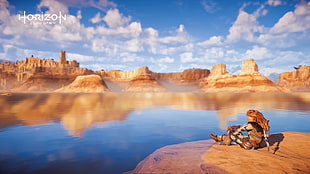 brown and white boat near body of water painting, Horizon: Zero Dawn, Aloy (Horizon: Zero Dawn), horizon zero dawn , video games HD wallpaper