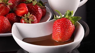 strawberry with chocolate dip HD wallpaper