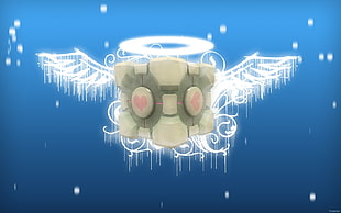 gray and red angel illustration, Companion Cube, Portal (game), video games HD wallpaper