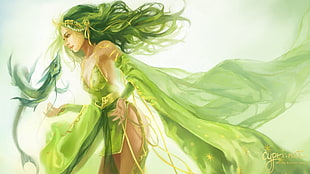 female animated character in green dress digital wallpaper, Final Fantasy IV, Rydia, Final Fantasy, green hair HD wallpaper